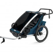 Preisvergleich für Fahrradanhänger: Thule Chariot Cross, Multisport-Fahrradanhänger Zweisitzer, Majolica blau dunkelblau