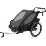 Preisvergleich für Fahrradanhänger: Thule Chariot Sport, Multisport-Fahrradanhänger Zweisitzer Midnight Black schwarz