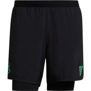 Preisvergleich für Hosen: adidas Laufshorts adizero 2in1 Innenhose Herren, black-semi screaming green, L