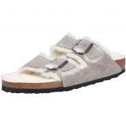 Preisvergleich für Schuhe: Birkenstock Unisex Sandale Arizona Shearling - Veloursleder, Lammfell, schmal, Grau, EUR 40