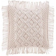 Preisvergleich für Heimtextilien: MACRAMÉ Kissen ZickZack L 45 x B 45cm creme Gr. 45 x 45