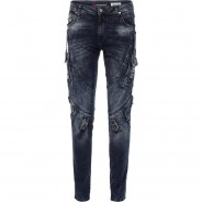 Preisvergleich für Hosen: CIPO & BAXX Cargohose mit Verschlussschnallen in Straight Fit, Darkblue, W40/L34