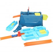 Preisvergleich für Autorennbahnen: Hot Wheels Rennbahnen "Track Builder Unlimited Mega Crash Stunt Box", blau/orange