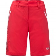 Preisvergleich für Hosen: Jack Wolfskin Softshellshorts OVERLAND Reißverschluss,Reißverschluss-Tasche Damen, tulip red, 34