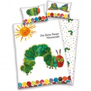 Preisvergleich für Babybettwäsche: Kinder-Wendebettwäsche Die kleine Raupe Nimmersatt, Linon, 100 x 135 + 40 x 60 cm weiß