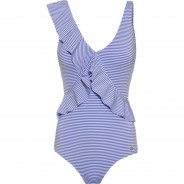 Preisvergleich für Bademode: Lascana Badeanzug Damen, blau-weiß gestreift, 42 / B