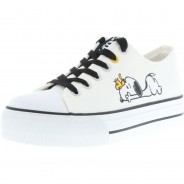 Preisvergleich für Schuhe: Leomil PEANUTS Snoopy Damen Mädchen Kinder Casual Sneaker Low-Cut Canvas weiß, Weiß, 36