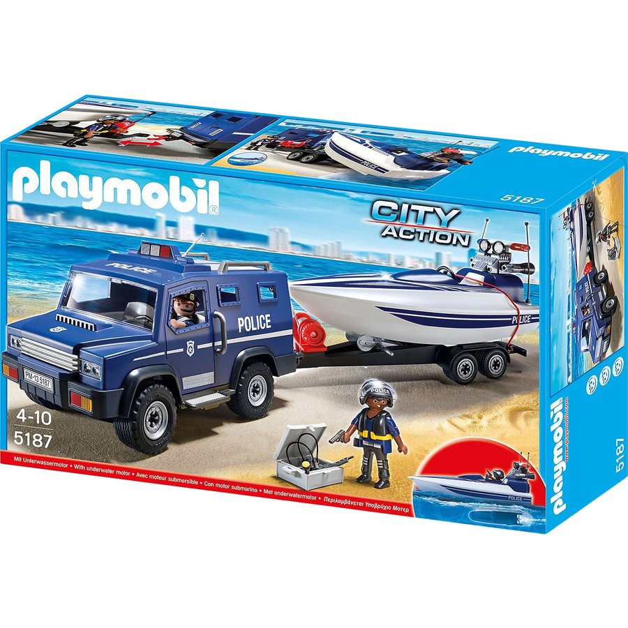 Spiele PLAYMOBIL® City Action - Polizei-Truck mit Speedboot 5187 im Preisvergleich