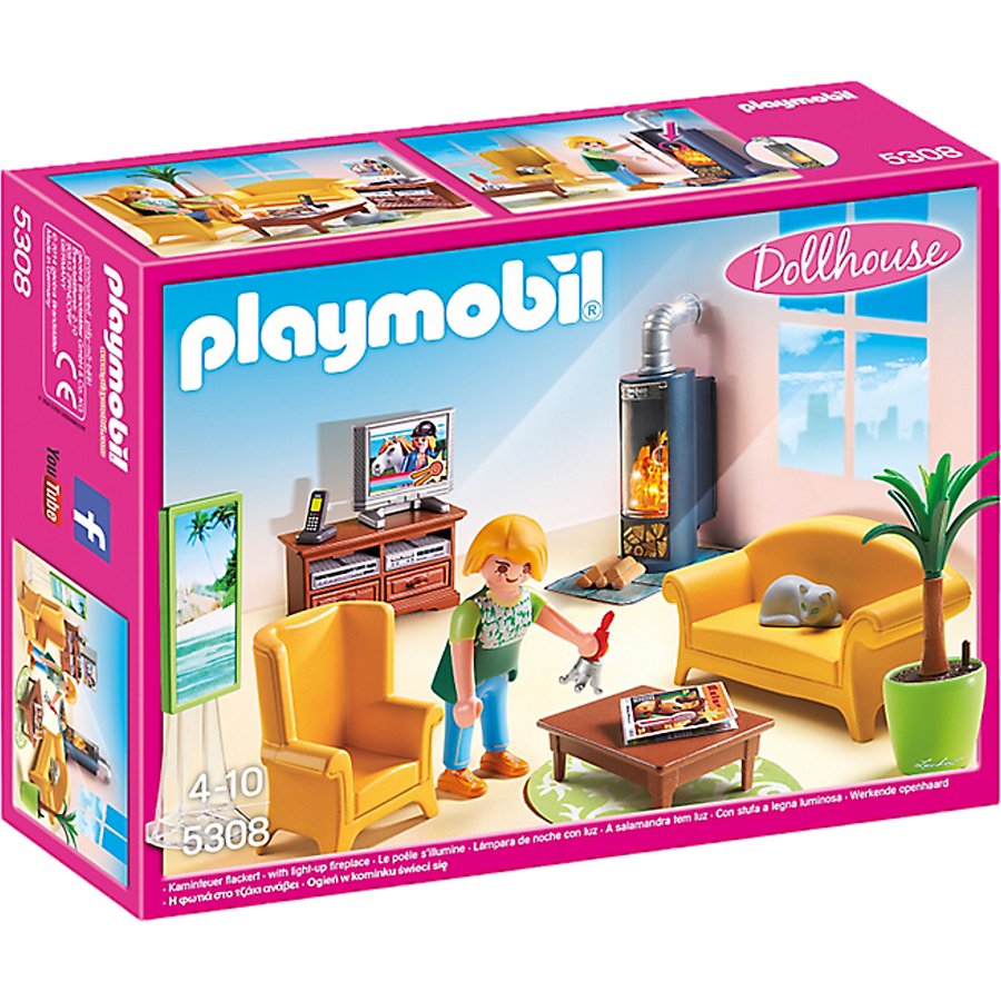 Spiele PLAYMOBIL® Dollhouse "Wohnzimmer mit Kaminofen" im Preisvergleich
