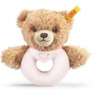 Preisvergleich für Baby & Kleinkind: Steiff Schlaf-Gut-Bär Greifring, mit Rassel, rosa, 12 cm, rosa/beige