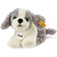 Preisvergleich für Stofftiere & Kuscheltiere: Steiff Kuscheltier, Hündchen "Tommy", 17 cm, grau/ weiß