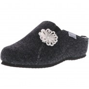 Preisvergleich für Schuhe: Tofee Damen Hausschuhe Pantoffeln Naturwollfilz (Blume) anthrazit, Anthrazit, 42