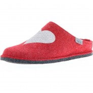 Preisvergleich für Schuhe: Tofee Damen Hausschuhe Slipper Pantoffeln Pantoletten Naturwollfilz (Herz) rot, Rot, 40