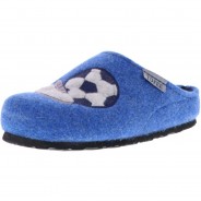 Preisvergleich für Schuhe: Tofee Kinder Jungen Hausschuhe Pantoffeln Naturwollfilz (Fußball) blau, Blau, 34