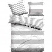 Preisvergleich für Heimtextilien: "Linon Wende-Bettwäsche ""Casual Stripe"" mit Reißverschluss" grau Gr. 135 x 200 + 80 x 80