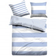 Preisvergleich für Heimtextilien: "Linon Wende-Bettwäsche ""Casual Stripe"" mit Reißverschluss" hellblau/weiß Gr. 135 x 200 + 80 x 80