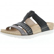 Preisvergleich für Schuhe: Vista Damen Pantoletten schwarz/silber, Schwarz, 42