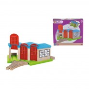 Preisvergleich für Holzspielzeug: Eichhorn 1521 Lokschuppen 5-tlg. Holz für Holzeisenbahn