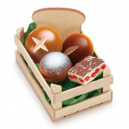 Preisvergleich für Küche & Kaufladen: Erzi 28237 Sortiment "Backwaren" in Kiste Holz für Kaufladen