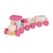 Preisvergleich für Holzspielzeug: goki 55872 Holzzug "Stockholm" rosa Lifestyle Beere mit Bausteinen
