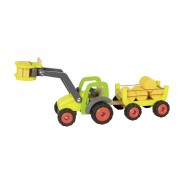 Preisvergleich für Holzspielzeug: goki 55887 Frontlader mit Heuwagen gelb Holz