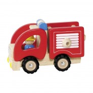 Preisvergleich für Holzspielzeug: goki 55927 Holzauto "Feuerwehr" rot mit Figur