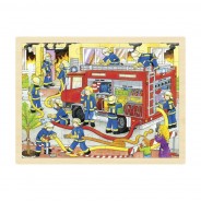 Preisvergleich für Puzzle: goki 57527 Einlegepuzzle "Feuerwehr" Holz
