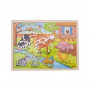Preisvergleich für Puzzle: goki 57745 Einlegepuzzle "Leben auf dem Bauernhof" Holz