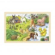 Preisvergleich für Puzzle: goki 57890 Einlegepuzzle Puzzle "Tierkinder II" 24 Teile Holzpuzzle