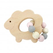 Preisvergleich für Babyspielzeug: Rassel mit Perlen aus Holz beige