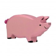 Preisvergleich für Holzspielzeug: Holztiger 80064 Eber Schwein rosa Holztier