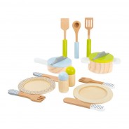 Preisvergleich für Küche & Kaufladen: Legler 11098 Geschirr- und Topfset für Kinderküche Holz