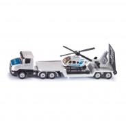 Preisvergleich für Autos: Siku 1610 Tieflader mit Hubschrauber silber/blau Modellauto (Blister)
