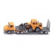 Preisvergleich für Autos: Siku 1616 Scania Tieflader mit Frontlader melonengelb (Blister)