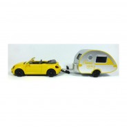 Preisvergleich für Autos: Siku 1629 VW Beetle Cabrio gelb mit Wohnanhänger "Summer Holiday" (Blister)