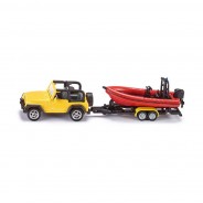 Preisvergleich für Autos: Siku 1658 Jeep Wrangler mit Boot gelb (Blister)