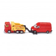 Preisvergleich für Autos: Siku 1667 Scania Abschleppwagen mit Sprinter in rot (Blister) Maßstab ca.1:55...