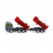 Preisvergleich für Autos: Siku 1685 Scania LKW mit Kippmulde und Kippanhänger grau/rot (Blister)