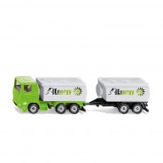 Preisvergleich für Autos: Siku 1690 Scania LKW mit Tankwagenaufbau und Anhänger grün metallic (Blister)