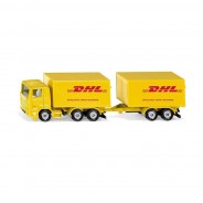 Preisvergleich für Autos: Siku 1694 Scania LKW mit Anhänger "DHL" gelb (Blister)