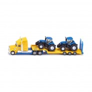 Preisvergleich für Autos: Siku 1805 US Truck mit 2 New Holland T8 Traktoren blau/gelb Maßstab 1:87