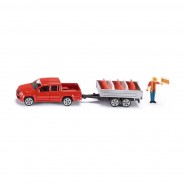 Preisvergleich für Autos: Siku 3543 VW Amarok mit Kippanhänger Straßenbau rot Maßstab 1:55