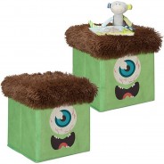 Preisvergleich für Stühle & Tische: 2 x Sitzhocker Kinder Monster grün-braun