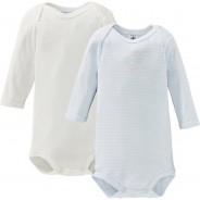 Preisvergleich für Strampler & Spieler: 2er-Pack Body langarm Ringel blau Gr. 86 Jungen Kinder