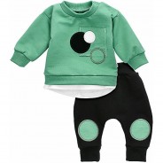 Preisvergleich für Oberteile: 2tlg Set Shirt + Hose Lieblingsstücke T-Shirts  grün/anthrazit Gr. 62 Jungen Kinder