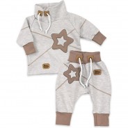 Preisvergleich für Hosen: 2tlg Set Shirt + Hose Patchwork Sterne Stoffhosen  beige/braun Gr. 56 Jungen Kinder