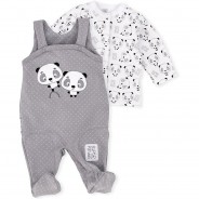 Preisvergleich für Strampler & Spieler: 2tlg Set Strampler + Shirt Lieblingsstücke Panda Strampler  weiß-kombi Gr. 80 Jungen Kinder