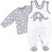 Preisvergleich für Strampler & Spieler: 2tlg Set Strampler + Shirt Little Elephant Strampler  weiß-kombi Gr. 62 Jungen Kinder