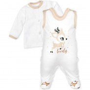 Preisvergleich für Strampler & Spieler: 2tlg Set Strampler + Shirt Lovely Deer Strampler  beige/weiß Gr. 56 Jungen Kinder