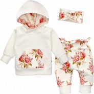 Preisvergleich für Oberteile: 3tlg Set Pullover + Hose + Stirnband Lieblingsstücke Pullover  weiß-kombi Gr. 68 Mädchen Kinder